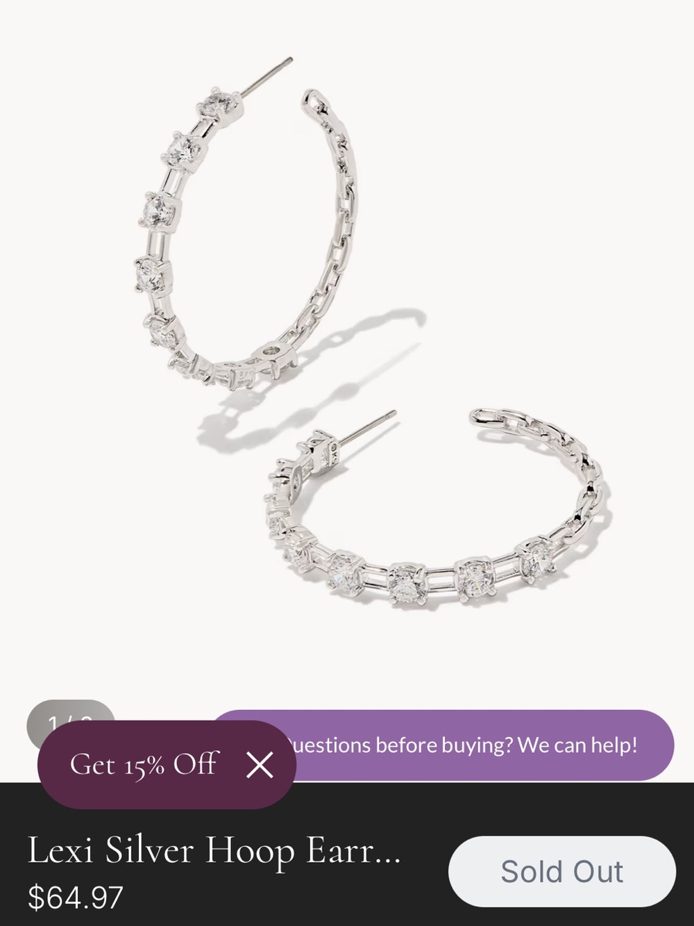 Kendra Scott Lexi silver hoop earring